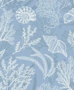 Vliestapete Unterwasser Floral Blau Weiß 81689