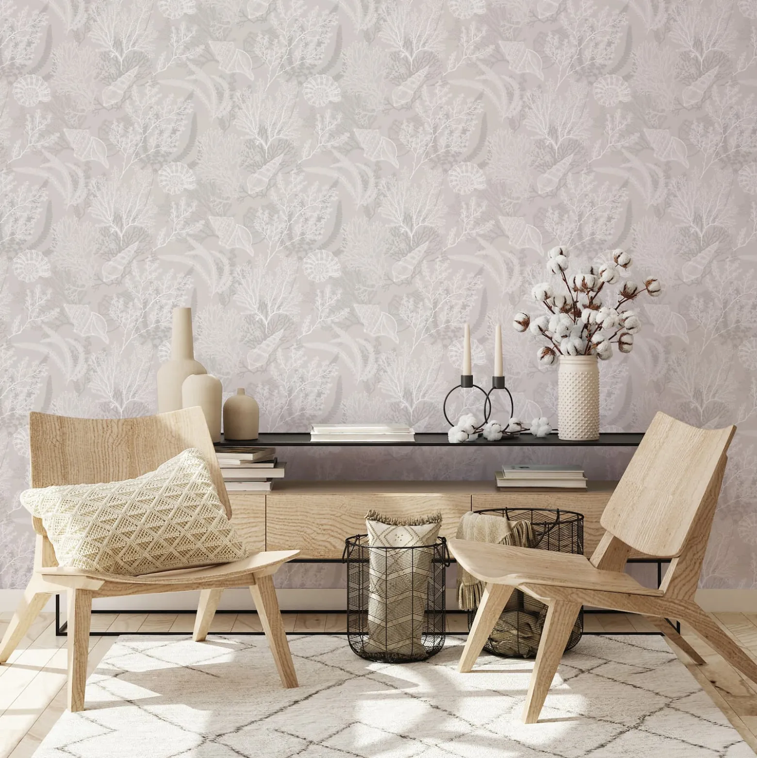 Vliestapete Unterwasser Floral Beige Weiß 81690