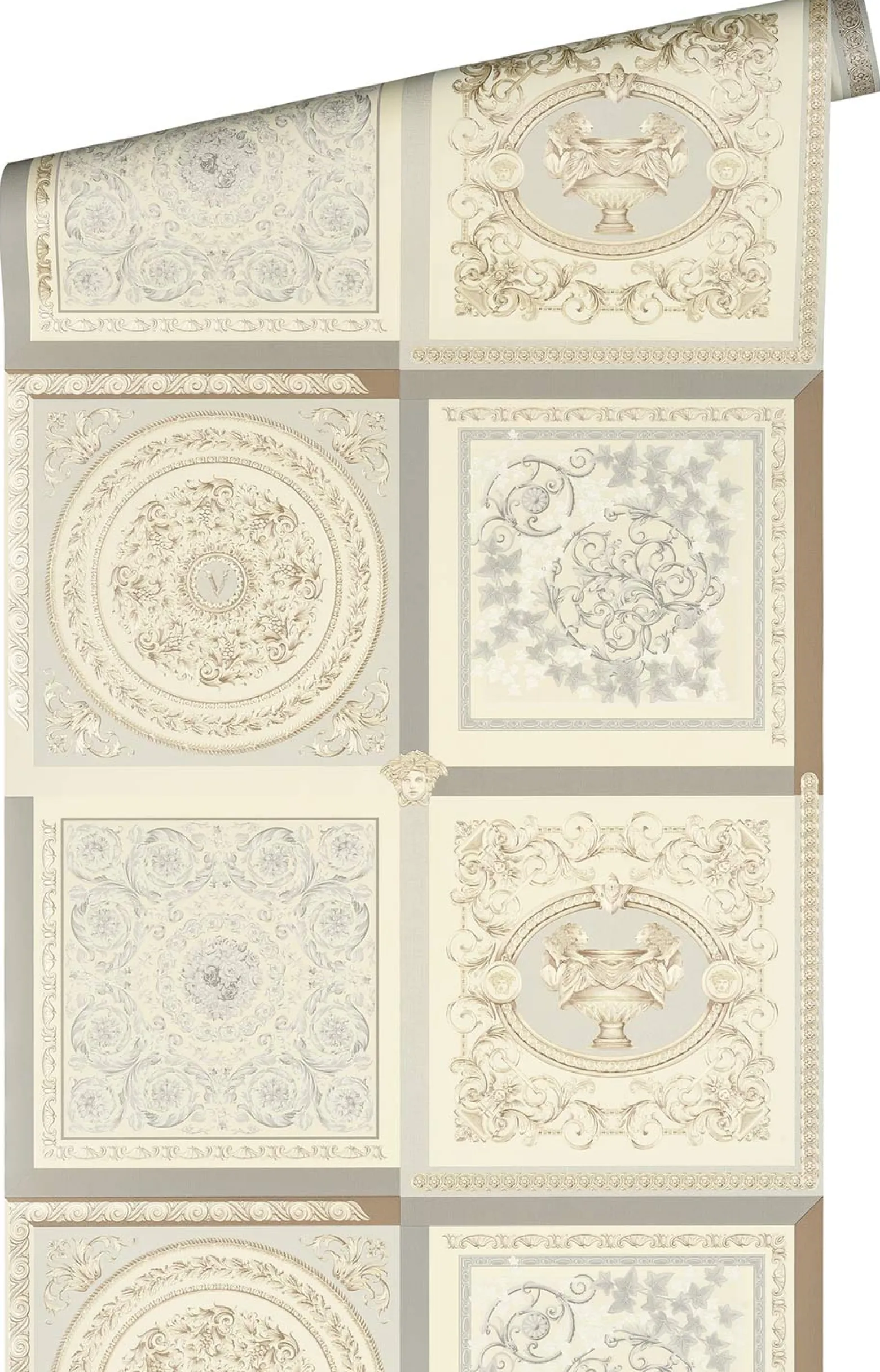 Vliestapete Versace Beige Grau Barock Muster 38704-2