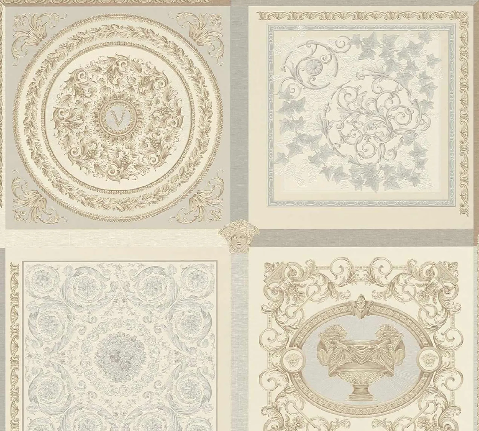 Vliestapete Versace Beige Grau Barock Muster 38704-2
