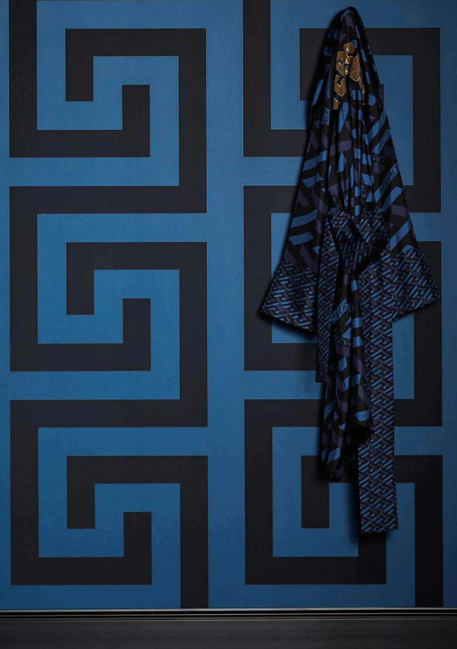 Vliestapete Versace Blau Schwarz Geometrisch 38609-3
