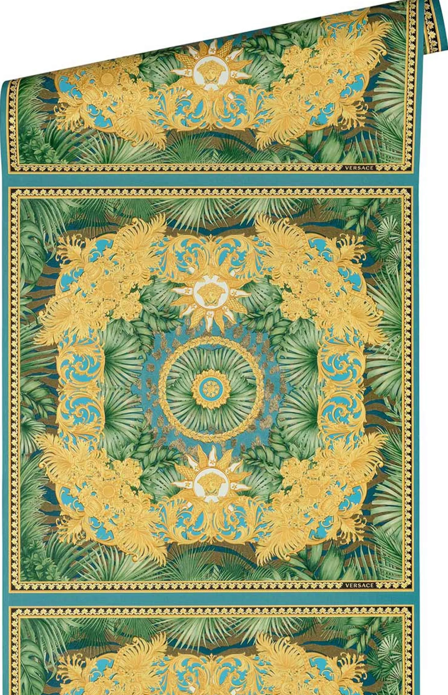 Vliestapete Versace Gold Blau Dschungel 38703-2