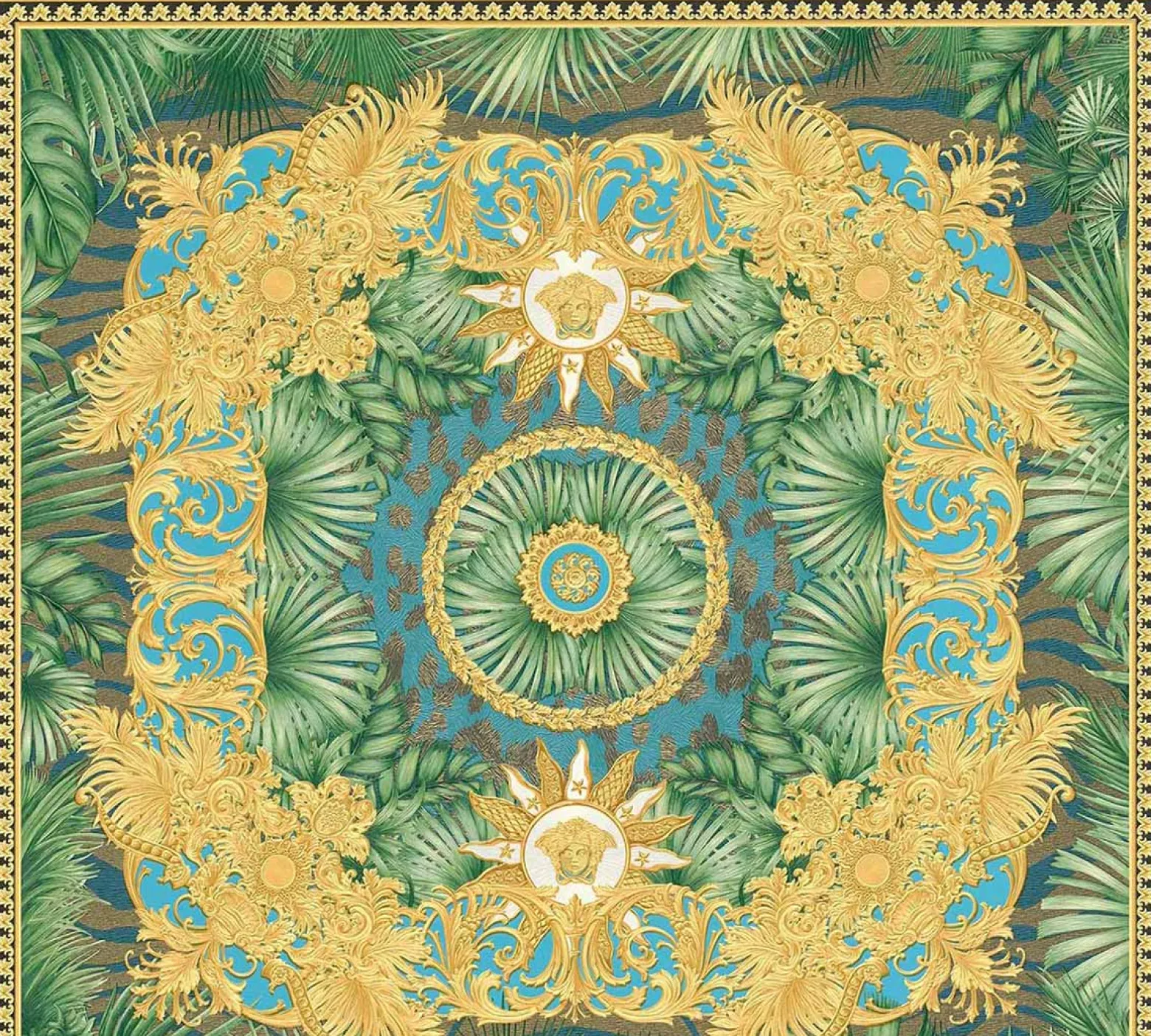 Vliestapete Versace Gold Blau Dschungel 38703-2
