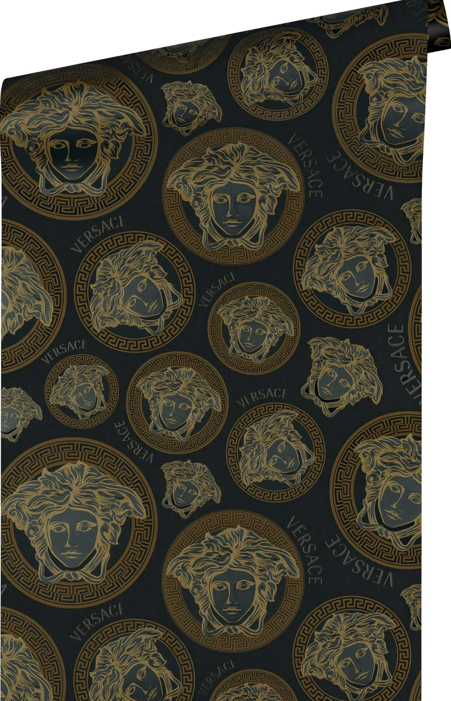 Vliestapete Versace Gold Schwarz Logo 38611-7