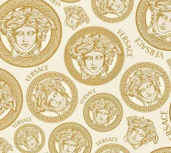Vliestapete Versace Gold Weiß Logo 38611-5