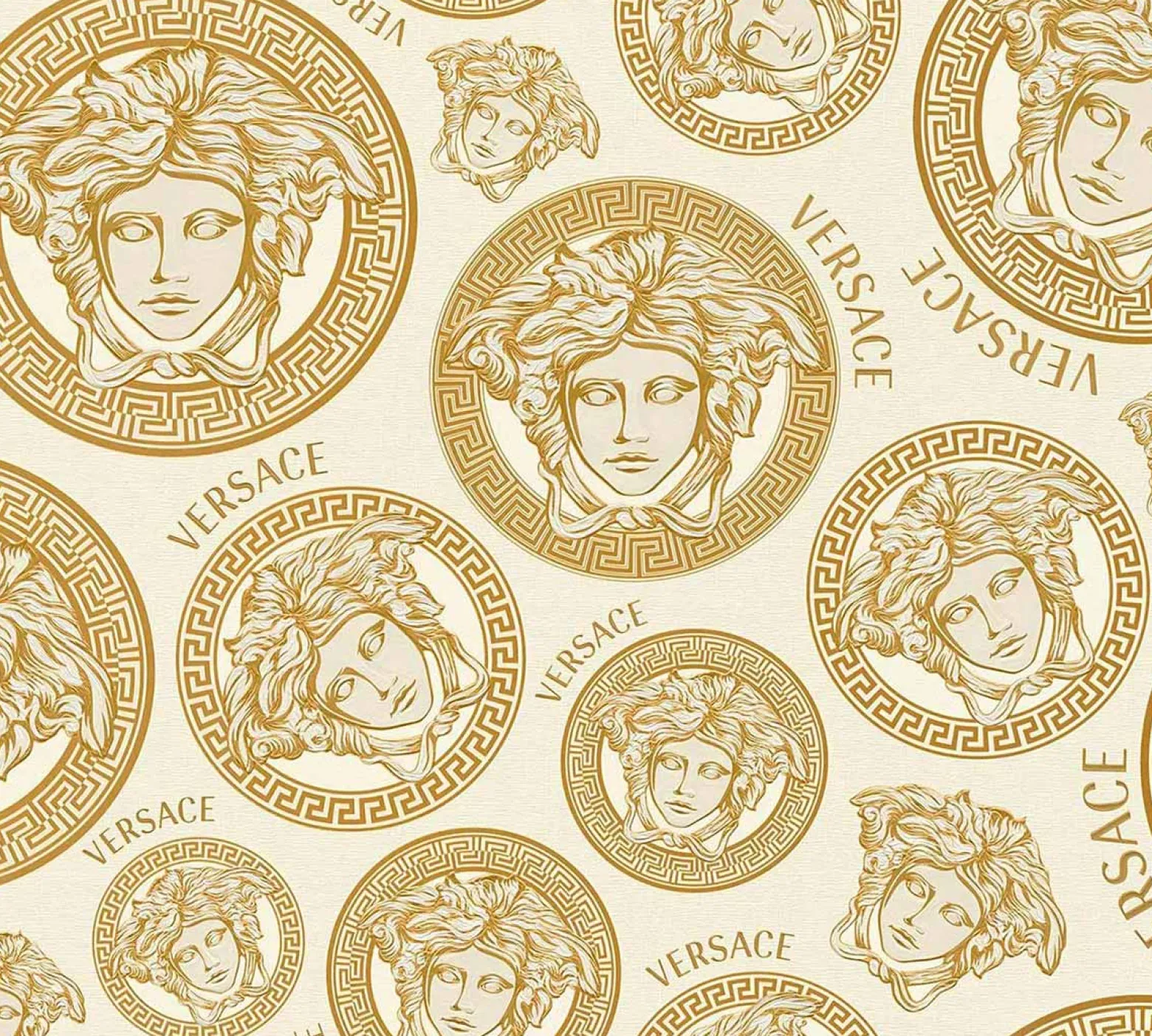 Vliestapete Versace Gold Weiß Logo 38611-5