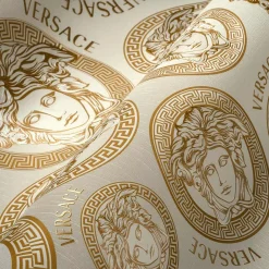 Vliestapete Versace Gold Weiß Logo 38611-5