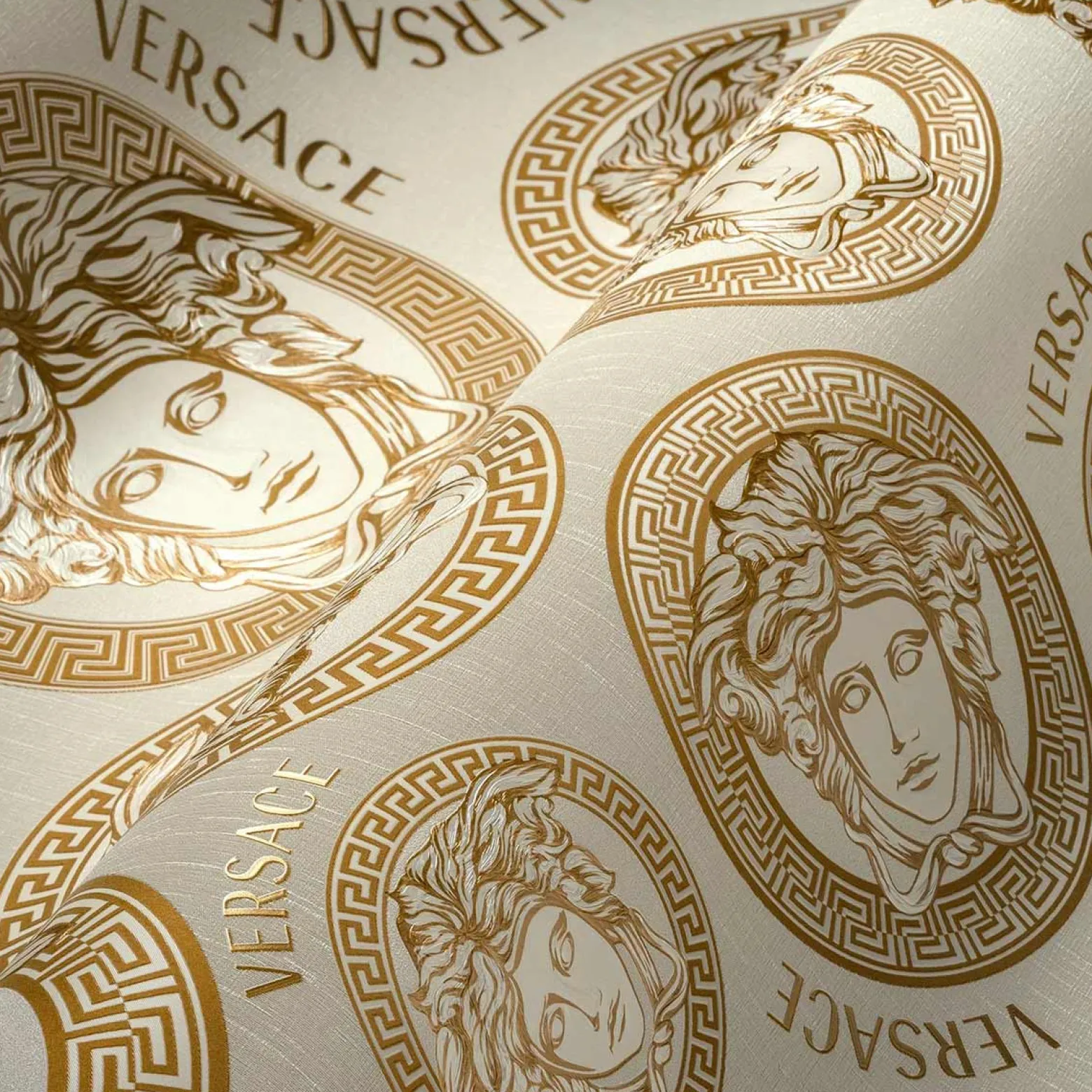 Vliestapete Versace Gold Weiß Logo 38611-5