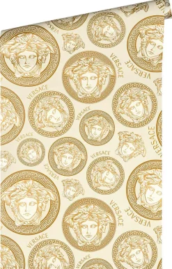 Vliestapete Versace Gold Weiß Logo 38611-5