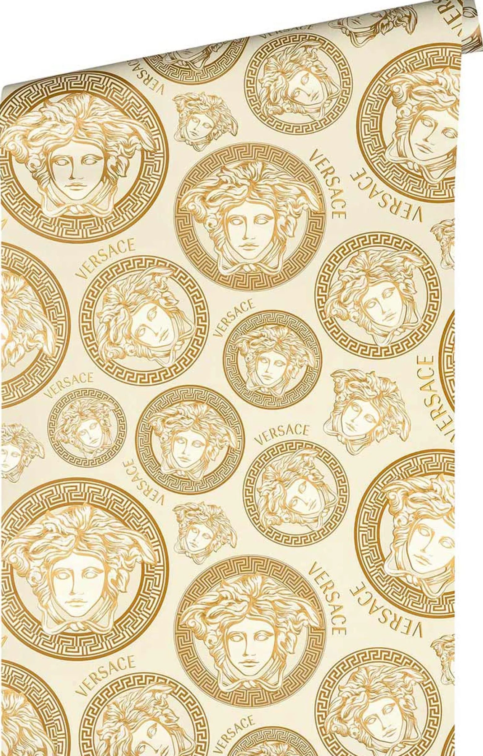 Vliestapete Versace Gold Weiß Logo 38611-5