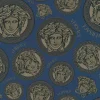 Vliestapete Versace Perlbeige Blau Logo 38611-3