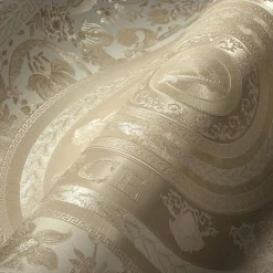 Vliestapete Versace Perlmutt Weiß Logo Floral 38705-3