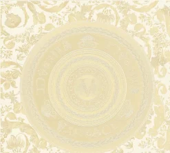 Vliestapete Versace Perlmutt Weiß Logo Floral 38705-3