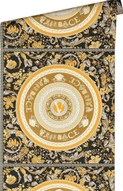 Vliestapete Versace Schwarz Gold Logo Floral 38705-5