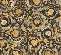 Vliestapete Versace Schwarz Gold Floral 38706-5