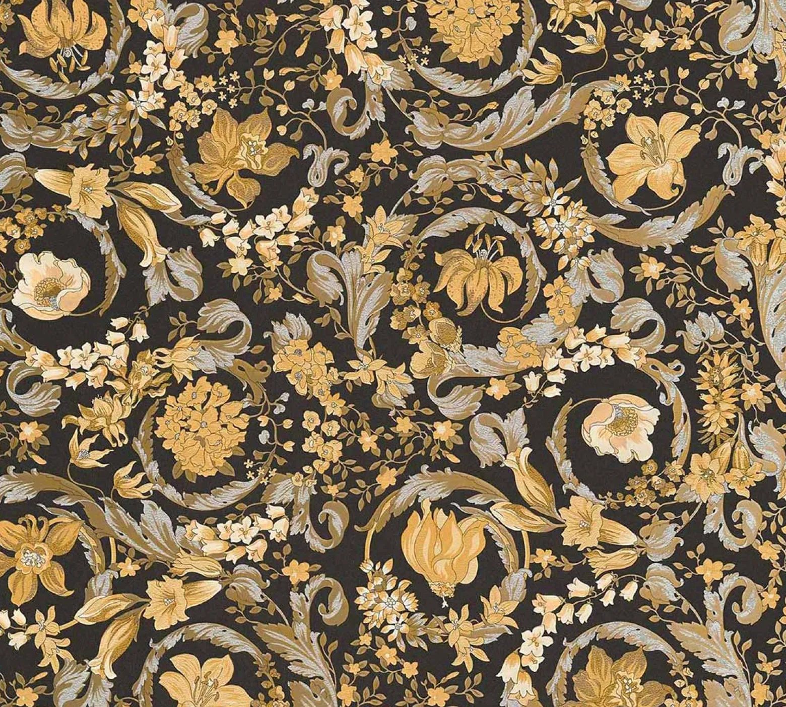 Vliestapete Versace Schwarz Gold Floral 38706-5