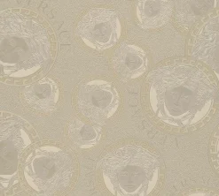 Vliestapete Versace Silber Logo Medusa 38461-3