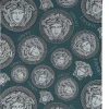 Vliestapete Versace Silber Petrol Logo 38611-1
