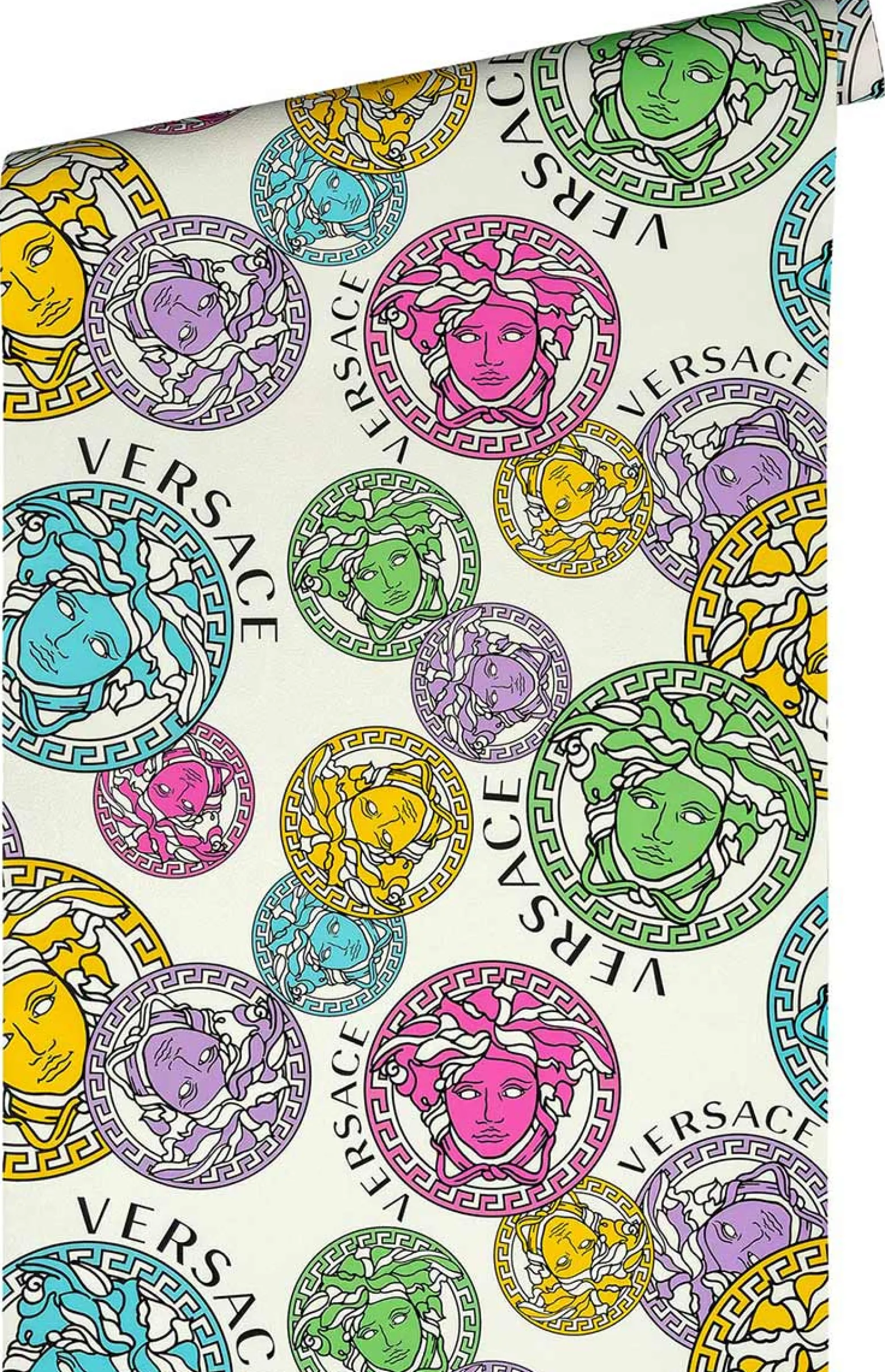 Vliestapete Versace Weiß Bunt Logo 38610-1