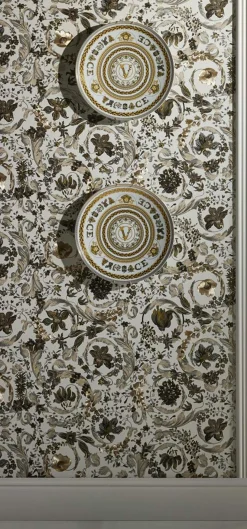 Vliestapete Versace Weiß Gold Silber Floral 38706-6