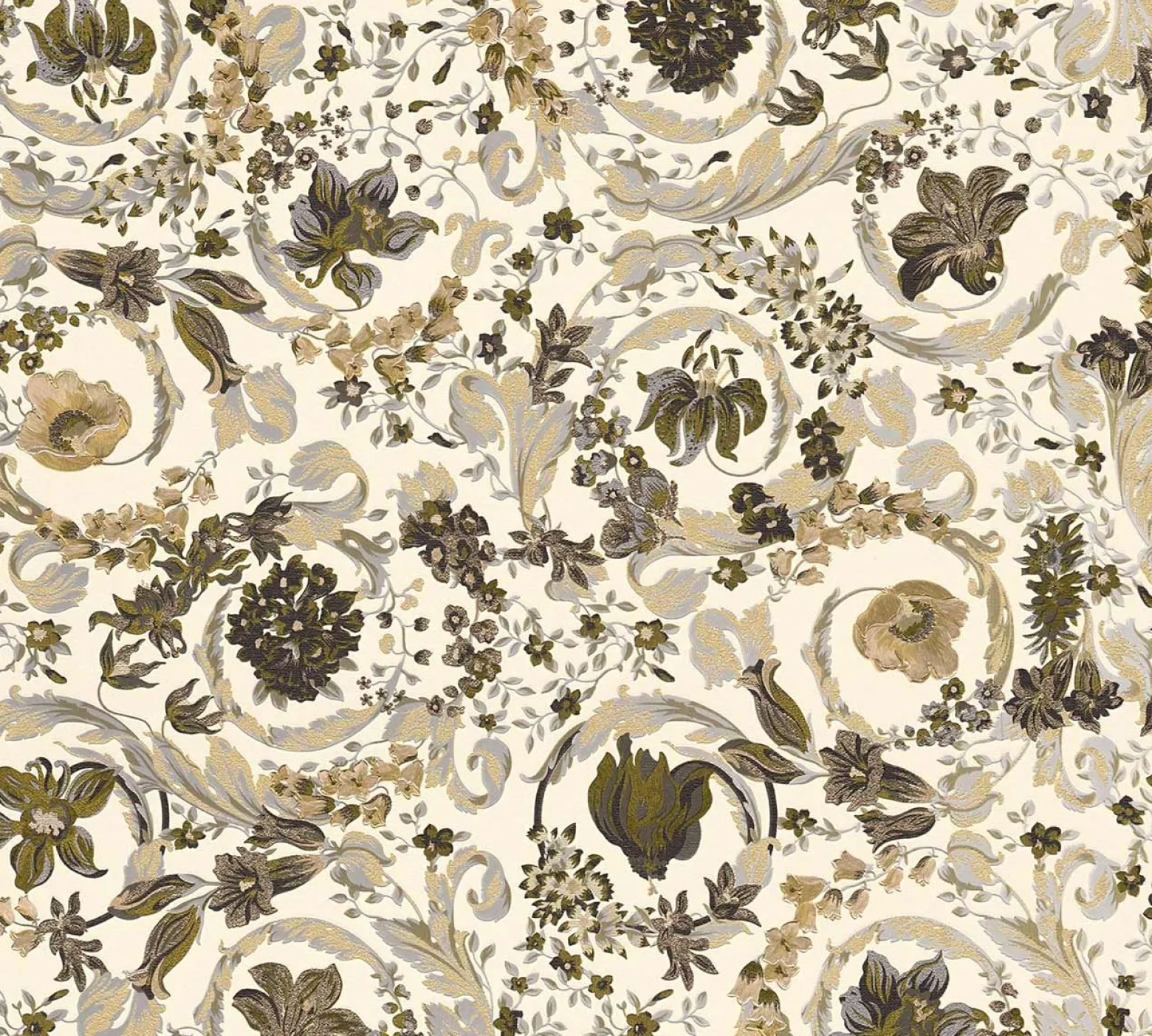 Vliestapete Versace Weiß Gold Silber Floral 38706-6