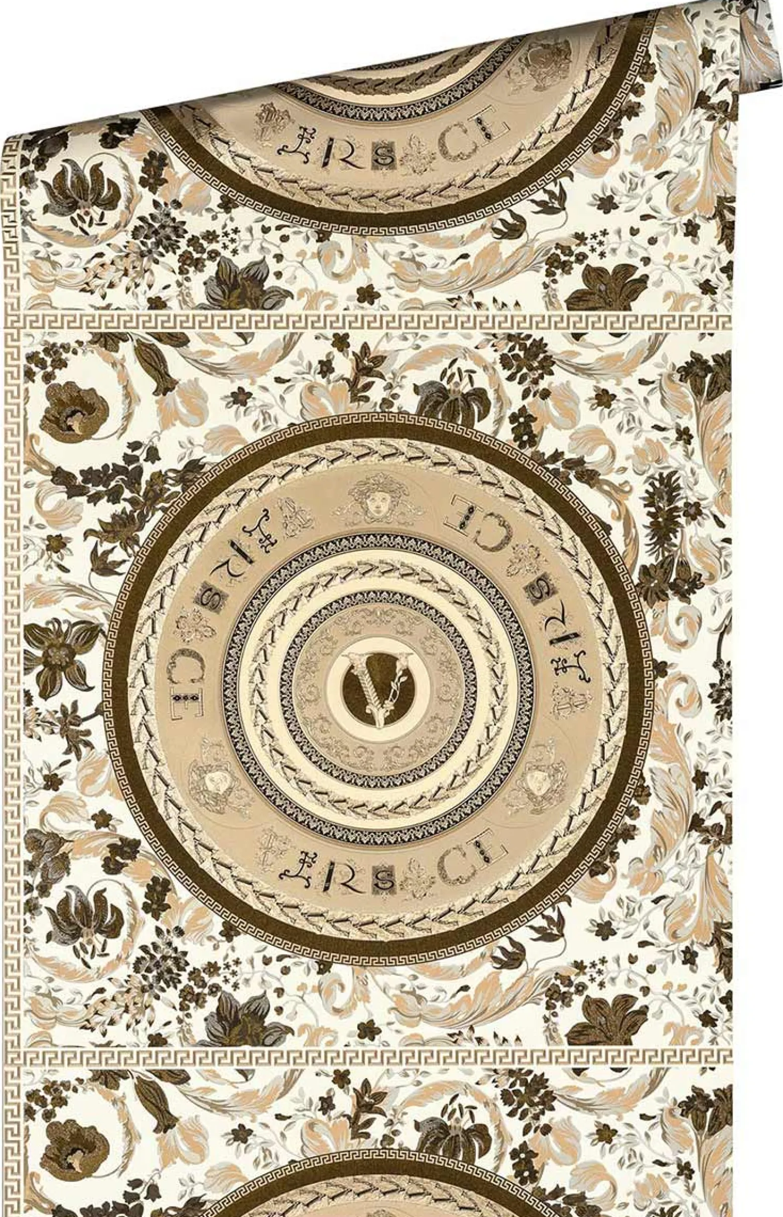Vliestapete Versace Weiß Gold Logo Floral 38705-6