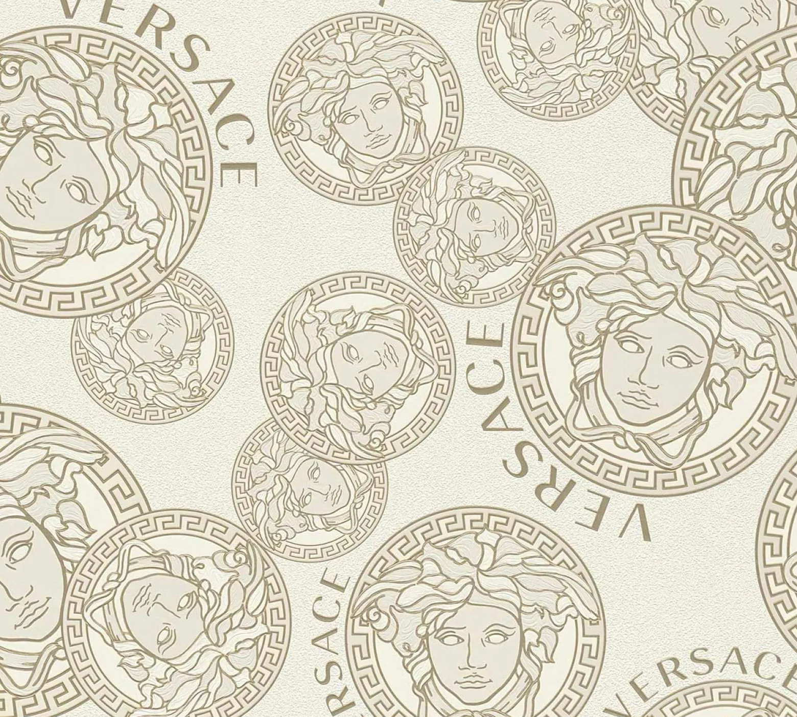 Vliestapete Versace Weiß Perlbeige Logo 38610-3