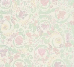 Vliestapete Versace Weiß Rosa Grün Floral 38706-2