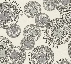 Vliestapete Versace Weiß Silber Logo 38610-2