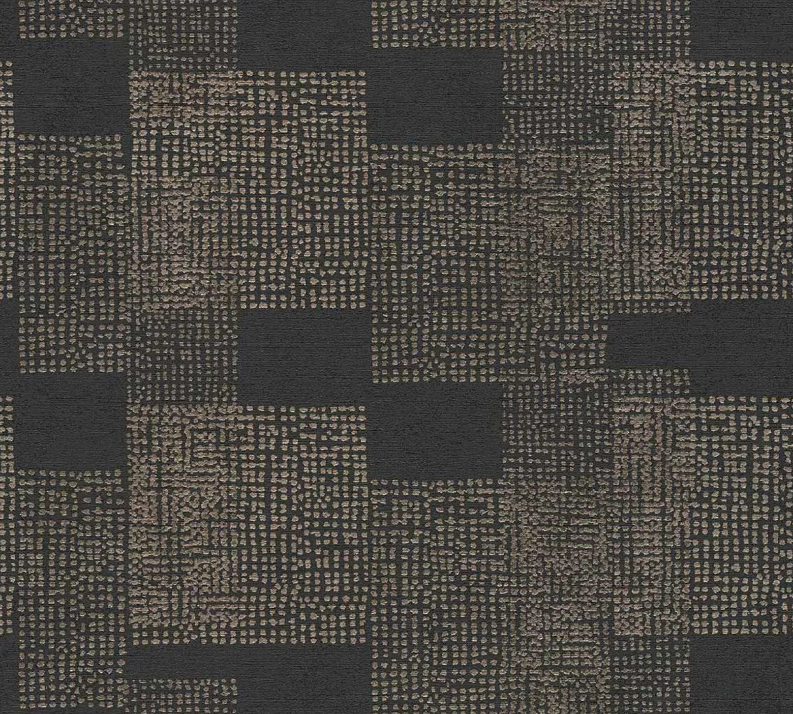 Vliestapete Vierecke Punkte schwarz gold 38525-3