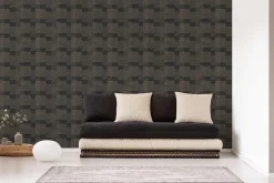 Vliestapete Vierecke Punkte schwarz gold 38525-3