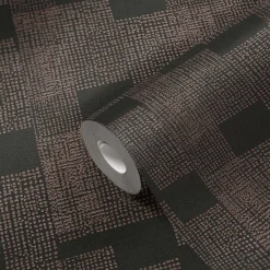 Vliestapete Vierecke Punkte schwarz bronze 38525-2