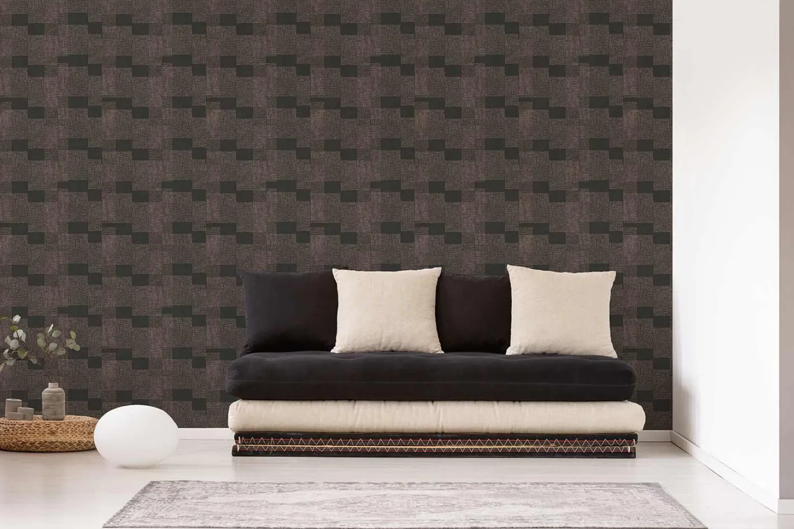 Vliestapete Vierecke Punkte schwarz bronze 38525-2