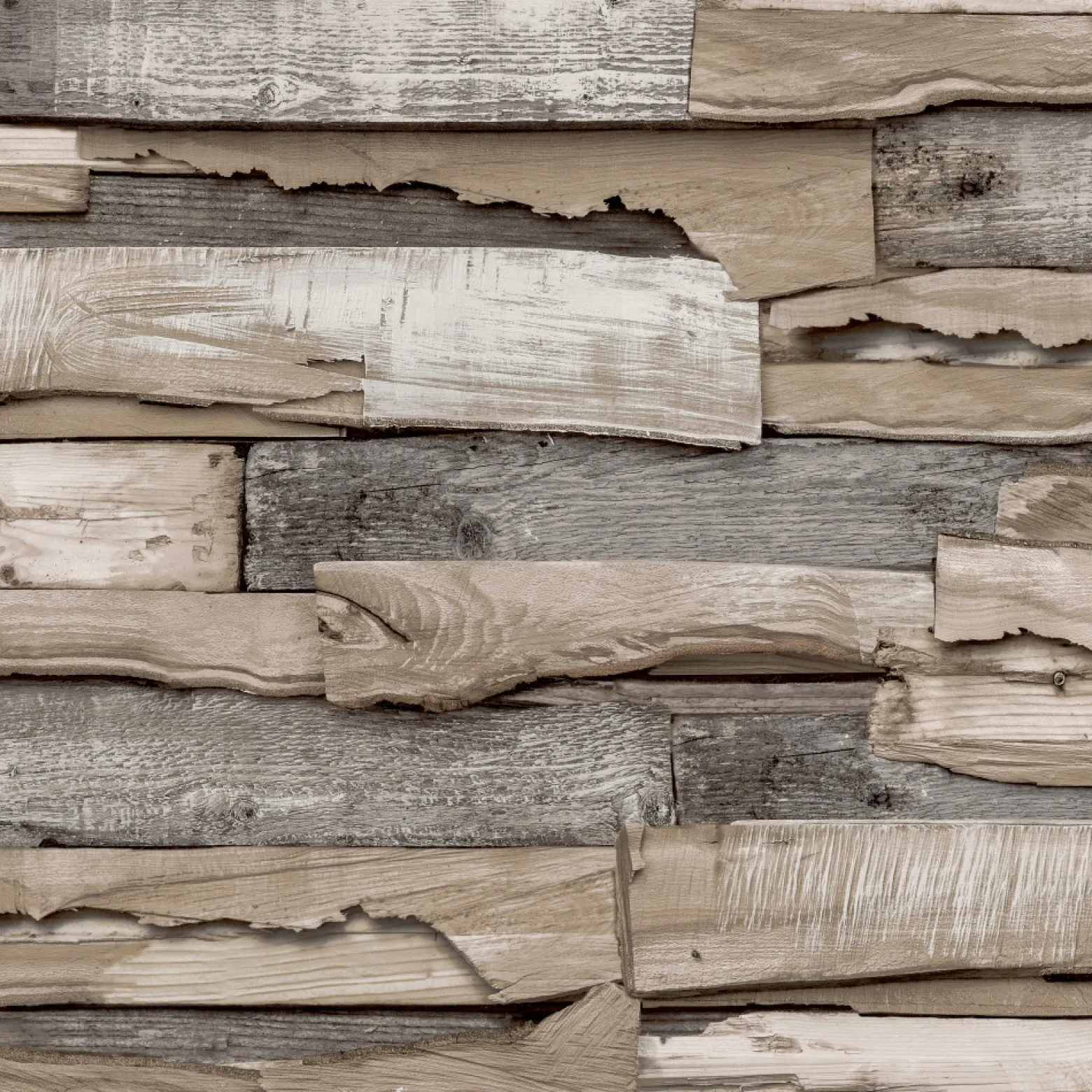 Vliestapete Vintage Holz Creme Beige WL1002