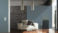 Vliestapete Waben blau Metallic Architects Paper 33327-4
