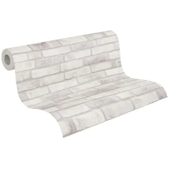 Vliestapete Wand Backsteinoptik Creme Hellgrau 38812-3