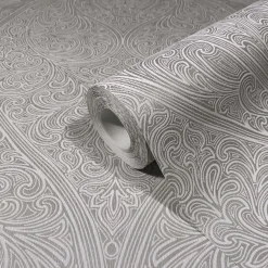 Vliestapete Weiß Grau Silber Ornamente Marburg 32980