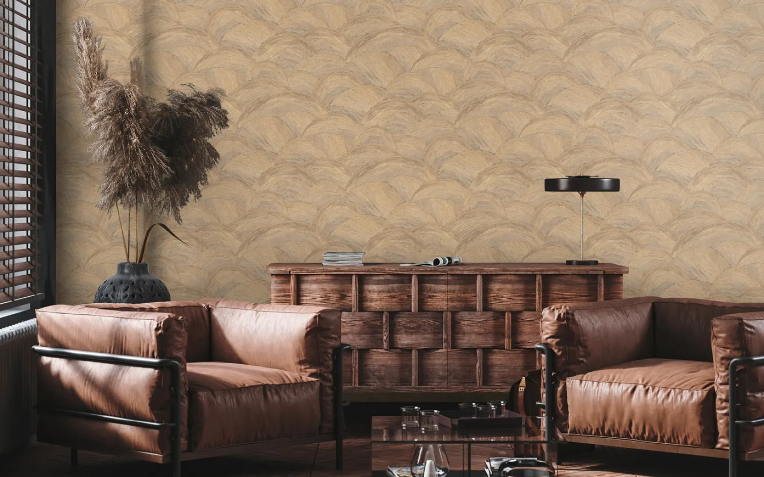 Vliestapete Wellen Abstrakt Metallic Beige Gold 39105-4
