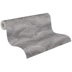 Vliestapete Wellen Abstrakt Metallic Grau Silber 39105-3