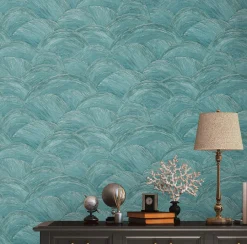 Vliestapete Wellen Abstrakt Metallic Blau Silber 39105-2