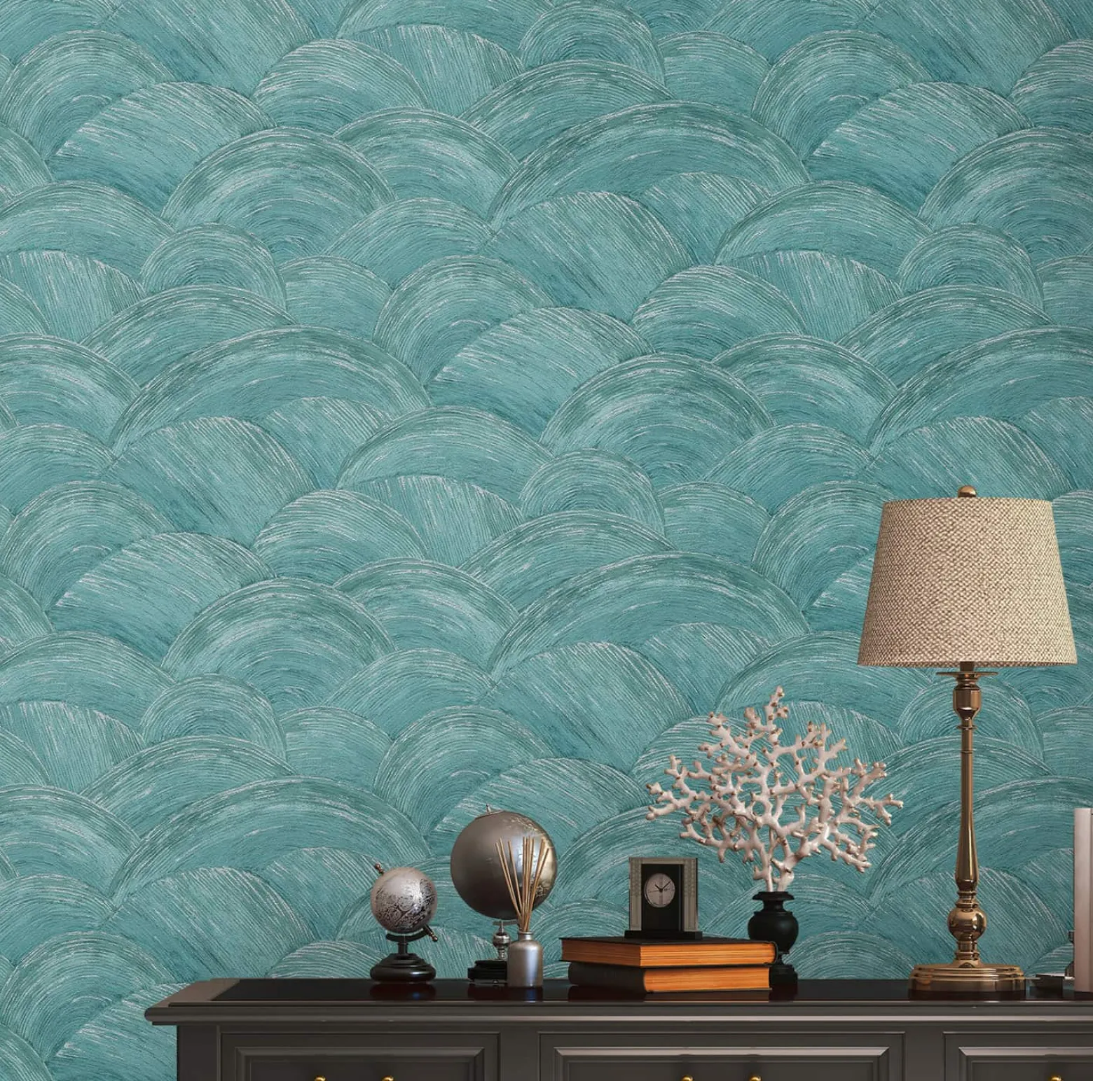 Vliestapete Wellen Abstrakt Metallic Blau Silber 39105-2