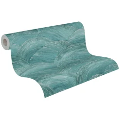 Vliestapete Wellen Abstrakt Metallic Blau Silber 39105-2