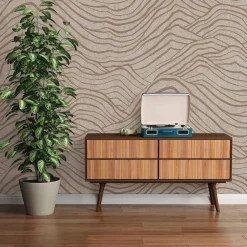 Vliestapete Wellen Beige Grau Gold Metallic 39507-1