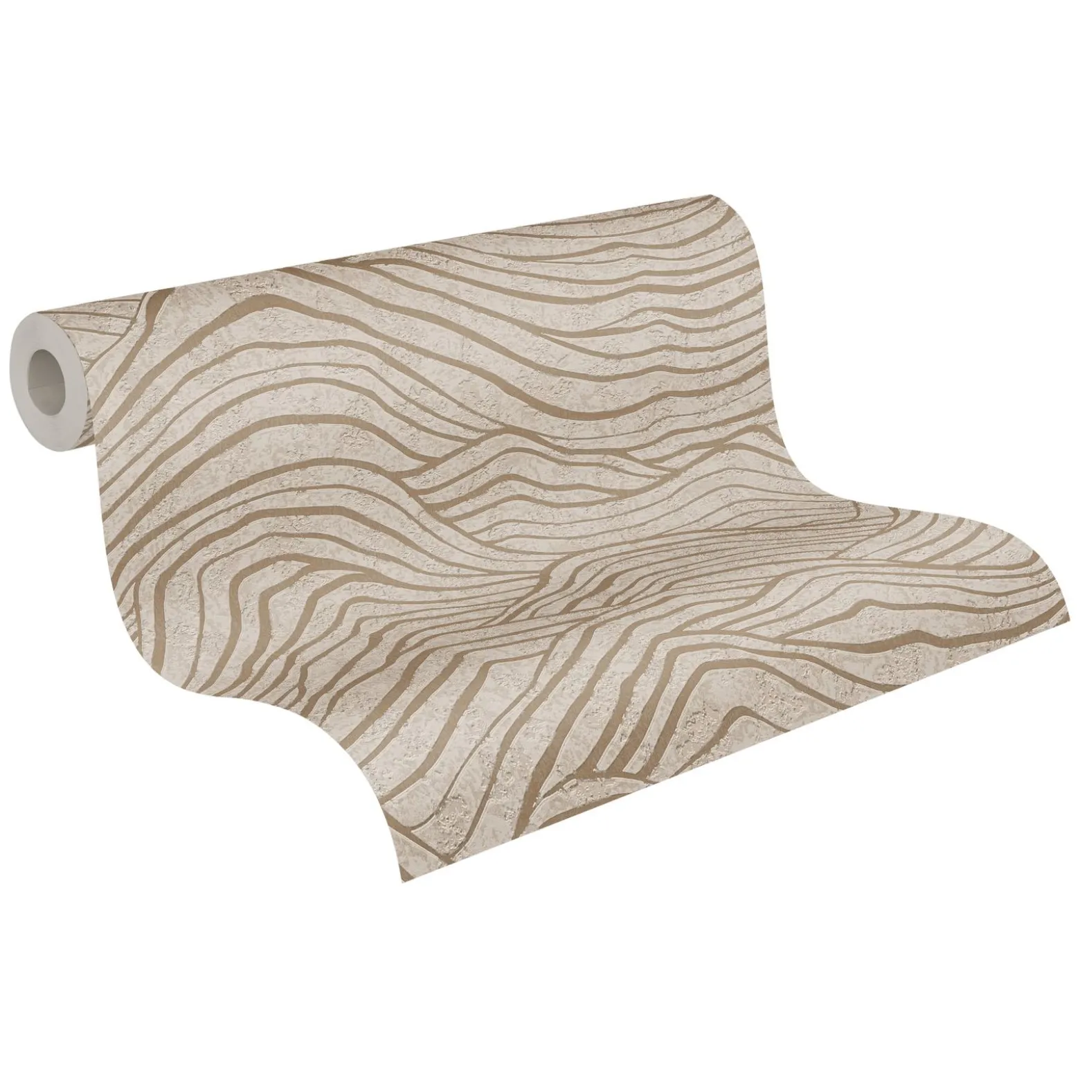 Vliestapete Wellen Beige Grau Gold Metallic 39507-1