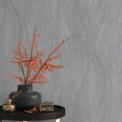 Vliestapete Wellen Dunkelgrau Silber Metallic 10317-47