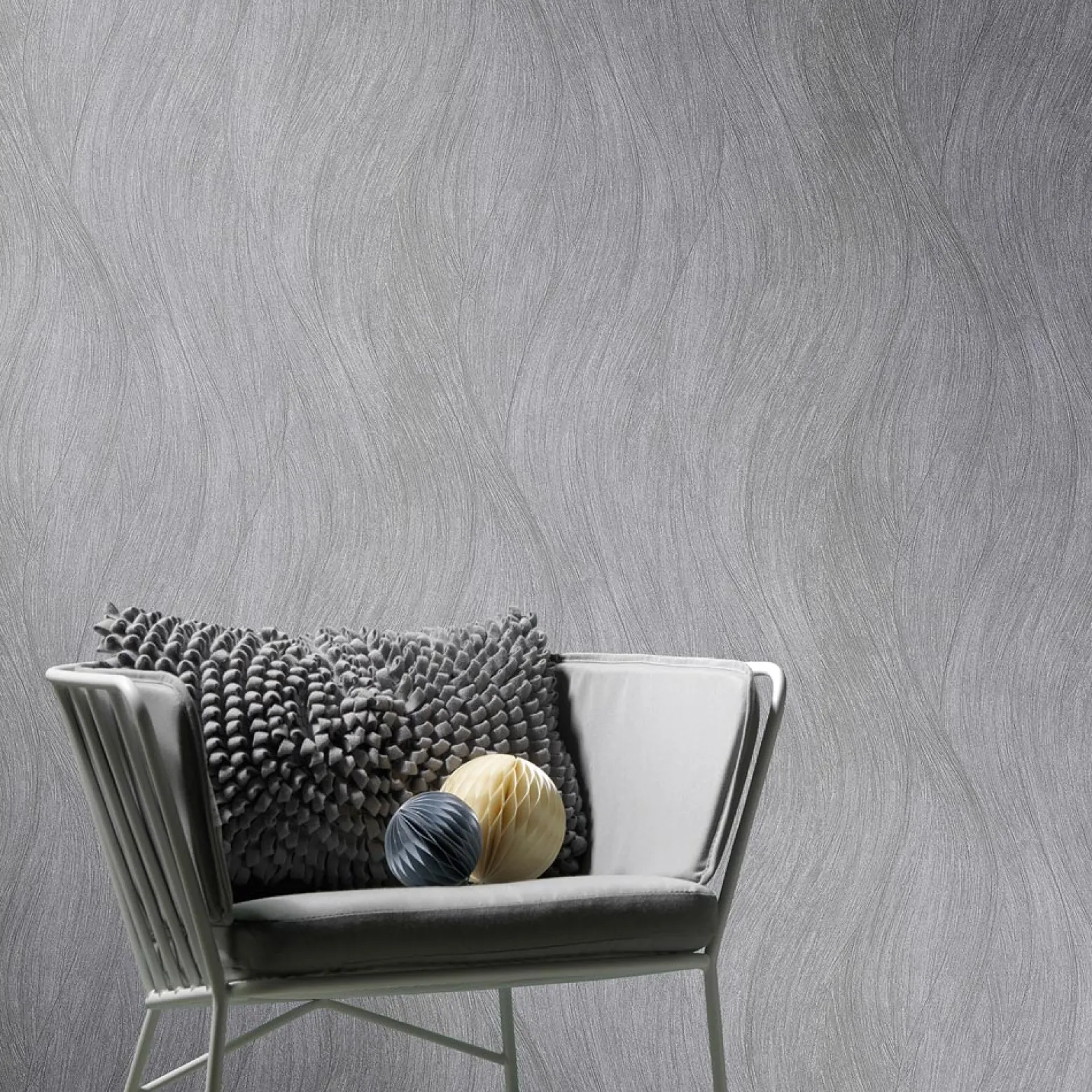 Vliestapete Wellen Dunkelgrau Silber Metallic 10317-47