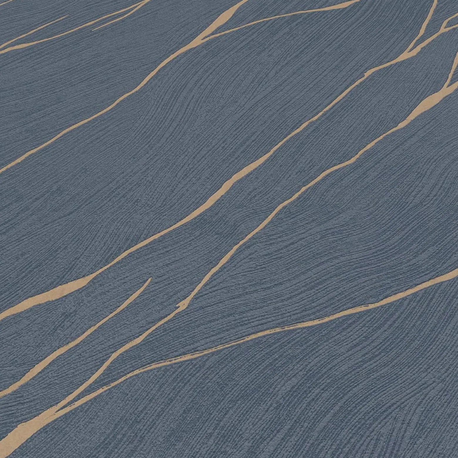 Vliestapete Wellen Maserung Blau Gold Metallic 10440-08