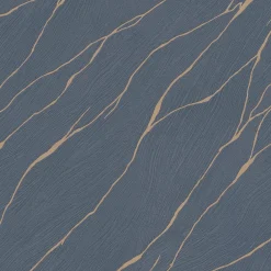 Vliestapete Wellen Maserung Blau Gold Metallic 10440-08
