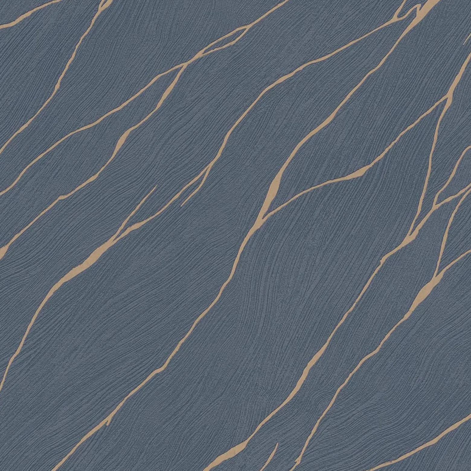 Vliestapete Wellen Maserung Blau Gold Metallic 10440-08
