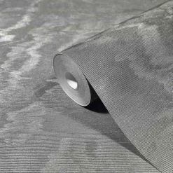 Vliestapete Wellen Muster Anthrazit Metallic 86543